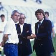 En France, à Nantes, sur le stade de la Beaujoire, Charles BIETRY, Michel HIDALGO et Bernard TAPIE en septembre 1987.