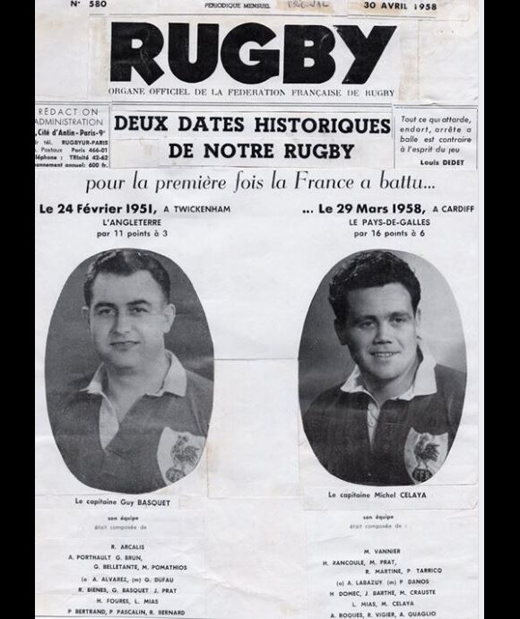 Michel Celaya dans un numéro du journal "Rugby" d'avril 1958.