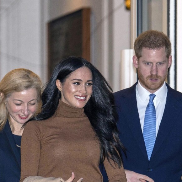 Le prince Harry, duc de Sussex, et Meghan Markle, duchesse de Sussex, en visite à la Canada House à Londres, Royaume Uni, le 7 janvier 2020.