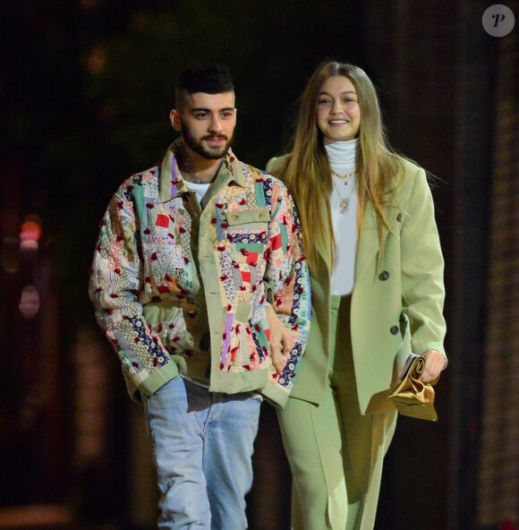 Gigi Hadid et Zayn Malik sont allés dîner au restaurant IL Buco avec B. Hadid et D. Lipa pour l'anniversaire de Zayn à New York, le 11 janvier 2020.