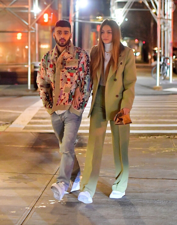 Gigi Hadid et Zayn Malik sont allés dîner au restaurant IL Buco avec B. Hadid et D. Lipa pour l'anniversaire de Zayn à New York, le 11 janvier 2020.
