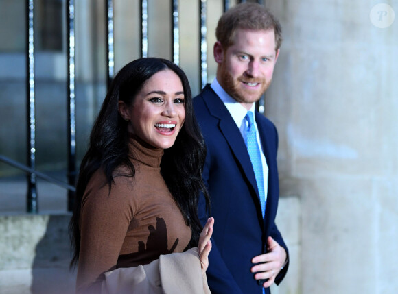 Le prince Harry, duc de Sussex, et Meghan Markle, duchesse de Sussex, en visite à la Canada House à Londres le 7 janvier 2020.