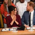 Le prince Harry, duc de Sussex, et Meghan Markle, duchesse de Sussex, participent à une réunion sur l'égalité des genres avec les membres du Queen's Commonwealth Trust (dont elle est vice-présidente) et du sommet One Young World au château de Windsor, le 25 octobre 2019.
