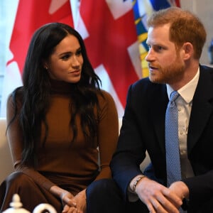 Le prince Harry, duc de Sussex, et Meghan Markle, duchesse de Sussex, en visite à la Canada House à Londres. Le 7 janvier 2020