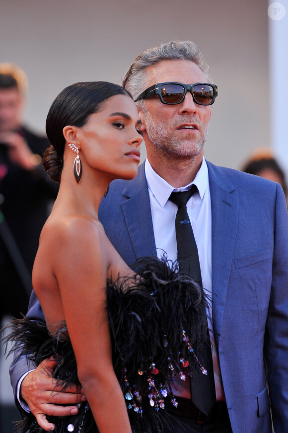 Vincent Cassel et sa femme Tina Kunakey - Red carpet du film "J'accuse" lors du 76e Festival du Film de Venise, la Mostra à Venise en Italie le 30 Août 2019.