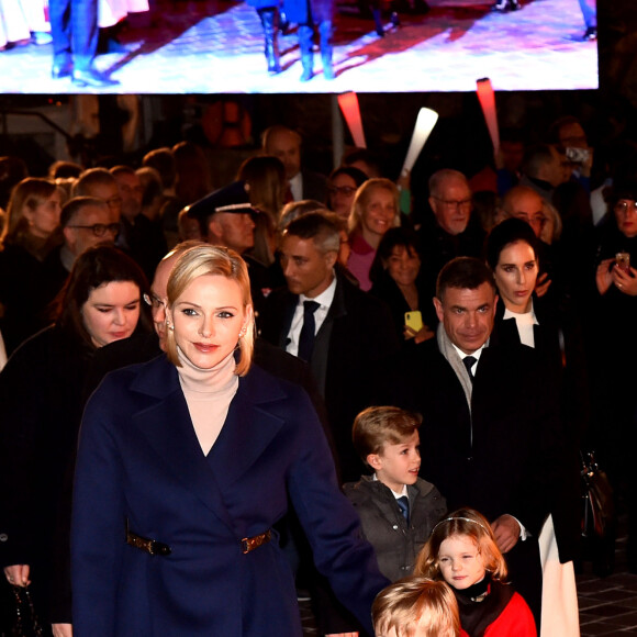 La princesse Charlene et ses enfants le prince héréditaire Jacques et la princesse Gabriella durant la célébration de la Sainte Dévote, Sainte patronne de Monaco, à Monaco le 26 janvier 2020. © Bruno Bebert/Bestimage