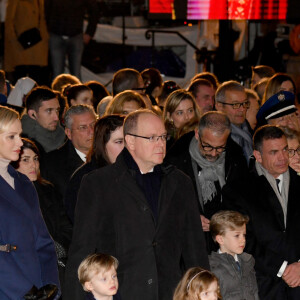 Le prince Albert II de Monaco, sa femme la princesse Charlene et leurs enfants le prince héréditaire Jacques et la princesse Gabriella durant la célébration de la Sainte Dévote, Sainte patronne de Monaco, à Monaco le 26 janvier 2020. © Bruno Bebert/Bestimage