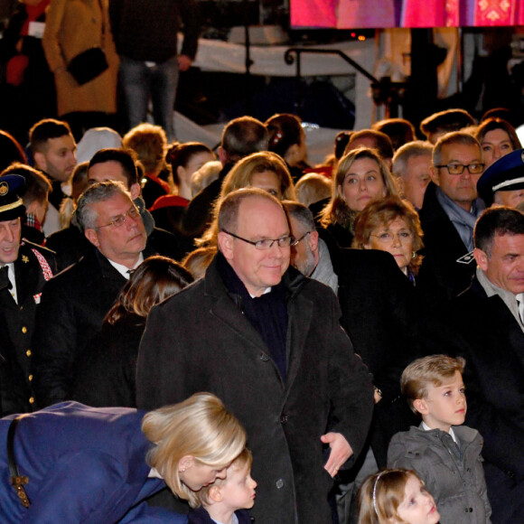 Le prince Albert II de Monaco, sa femme la princesse Charlene et leurs enfants le prince héréditaire Jacques et la princesse Gabriella durant la célébration de la Sainte Dévote, Sainte patronne de Monaco, à Monaco le 26 janvier 2020. © Bruno Bebert/Bestimage