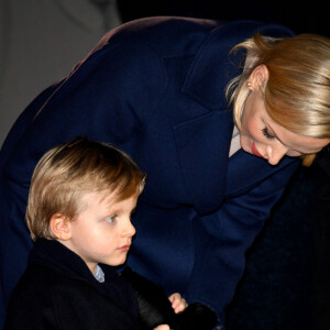 La princesse Charlene et ses enfants le prince héréditaire Jacques et la princesse Gabriella durant la célébration de la Sainte Dévote, Sainte patronne de Monaco, à Monaco le 26 janvier 2020. © Bruno Bebert/Bestimage