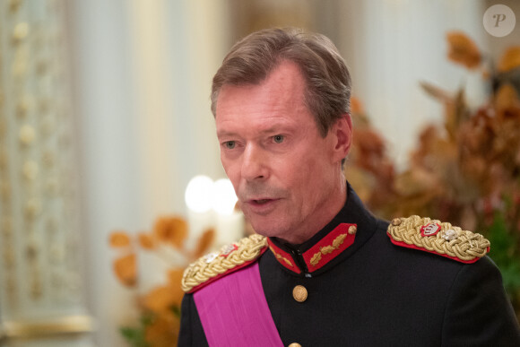 Le grand-duc Henri de Luxembourg lors de la réception de la famille royale belge pour une soirée de banquet d'Etat à l'occasion de leur visite au Luxembourg, le 15 octobre 2019.