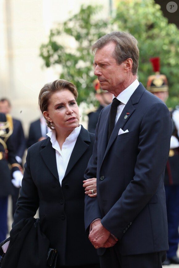 Le grand-duc Henri de Luxembourg et sa femme la grande-duchesse Maria Teresa au Palais de l'Elysée à Paris, le 30 septembre 2019. © Cyril Moreau/Bestimage