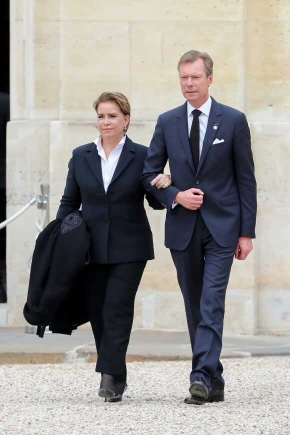 Le grand-duc Henri de Luxembourg et sa femme la grande-duchesse Maria Teresa au Palais de l'Elysée à Paris, le 30 septembre 2019. © Cyril Moreau/Bestimage