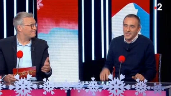 Elie Semoun et Christophe Dechavanne sur le plateau des Grosses Têtes, sur France 2, le 25 janvier 2020.