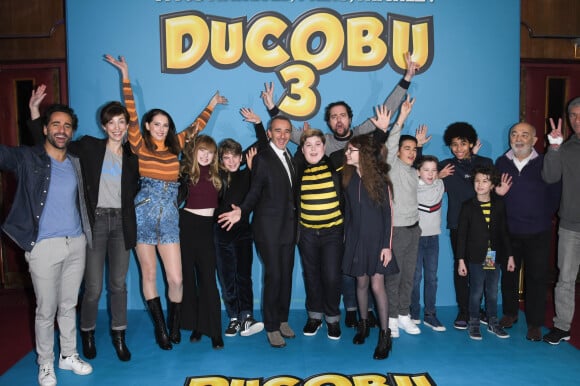 Florent Peyre, Emilie Caen, Frédérique Bel, Leeloo Eyme, Leopold Moati, Elie Semoun, Mathys Gros, Loïc Legendre, Chad Ebengue, Gérard Jugnot et François Levantal lors de l'avant-première du film "Ducobu 3" au cinéma Le Grand Rex à Paris, France, le 26 janvier 2020. © Coadic Guirec/Bestimage