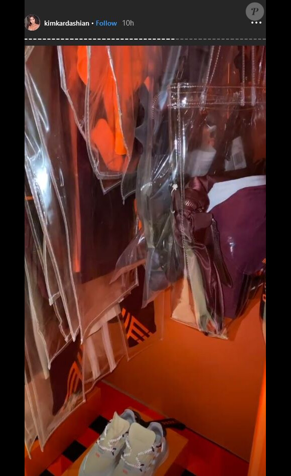 Kim Kardashian a reçu en cadeau toute la nouvelle collection IVY PARK, marque de Beyoncé, en collaboration avec adidas. Janvier 2020.