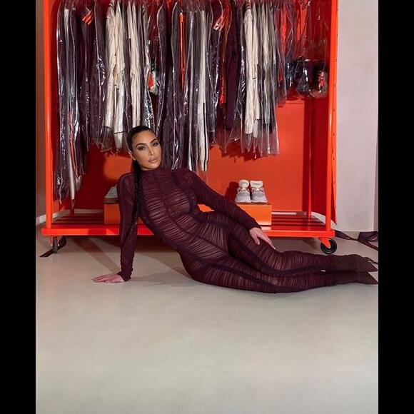 Kim Kardashian a reçu en cadeau toute la nouvelle collection IVY PARK, marque de Beyoncé, en collaboration avec adidas. Janvier 2020.