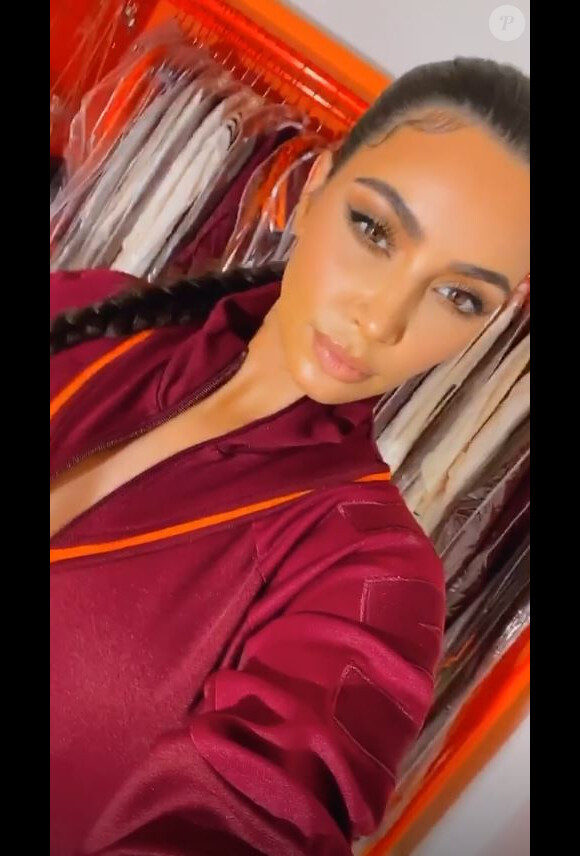 Kim Kardashian a reçu en cadeau toute la nouvelle collection IVY PARK, marque de Beyoncé, en collaboration avec adidas. Janvier 2020.