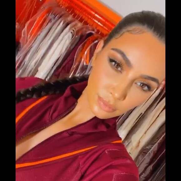 Kim Kardashian a reçu en cadeau toute la nouvelle collection IVY PARK, marque de Beyoncé, en collaboration avec adidas. Janvier 2020.