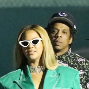 Exclusif - Beyoncé, Jay Z et leur fille Blue Ivy quittent le Hard Rock Stadium à l'issue du 54 ème Super Bowl à Miami, le 2 février 2020.