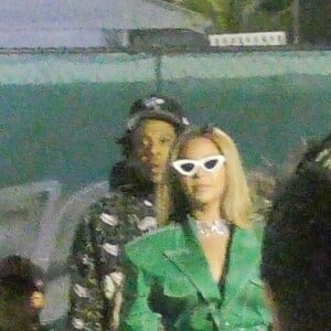 Exclusif - Beyoncé, Jay Z et leur fille Blue Ivy quittent le Hard Rock Stadium à l'issue du 54 ème Super Bowl à Miami, le 2 février 2020.