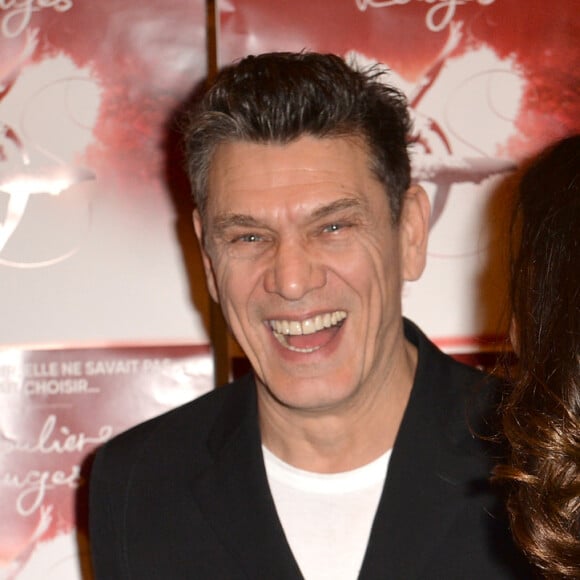 Marc Lavoine et sa compagne Line Papin au photocall de la générale de presse du spectacle musicale "Les Souliers Rouges" aux Folies Bergères à Paris, France, le 4 février 2020. © Veeren/Bestimage