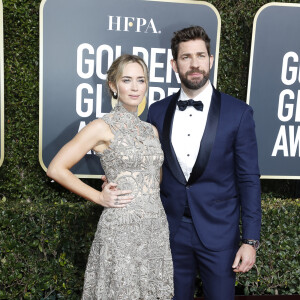 Emily Blunt et son mari John Krasinski - Photocall de la 76ème cérémonie annuelle des Golden Globe Awards au Beverly Hilton Hotel à Los Angeles, le 6 janvier 2019.