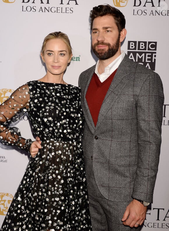 Emily Blunt et son mari John Krasinski - Photocall de la soirée "BAFTA Tea Party" à Los Angeles, le 5 janvier 2019