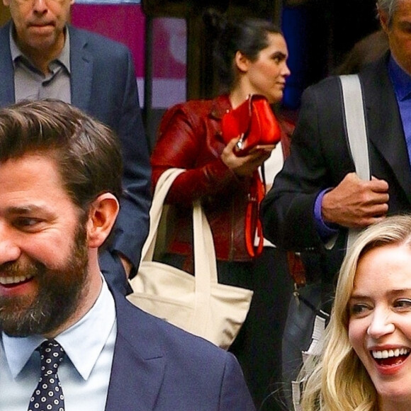 Emily Blunt et son mari John Krasinski quittent la soirée " Variety's Power Of Women " à New York, le 13 avril 2018