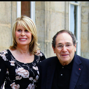 Robert Hossein et Candice Patou le 3 juillet 2008.