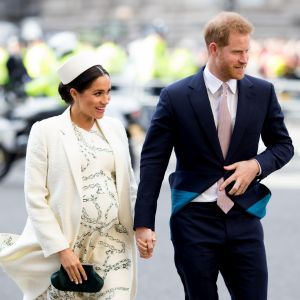 Meghan Markle, duchesse de Sussex (enceinte) et le prince Harry, duc de Sussex - Arrivée de la famille royale britannique à la messe en l'honneur de la journée du Commonwealth à l'abbaye de Westminster à Londres, le 11 mars 2019.