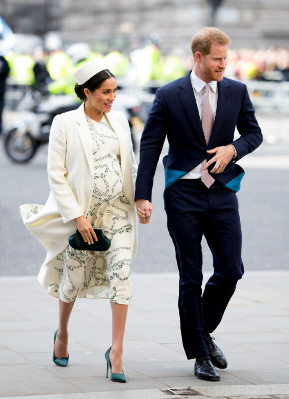 Meghan Markle, duchesse de Sussex (enceinte) et le prince Harry, duc de Sussex - Arrivée de la famille royale britannique à la messe en l'honneur de la journée du Commonwealth à l'abbaye de Westminster à Londres, le 11 mars 2019.