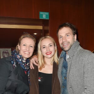 Alexandra Lamy, Chloé Jouannet et son père Thomas Jouannet - Représentation de la pièce "Les Monologues du Vagin" au théâtre le Comédia à Paris le 12 mars 2018. © Guirec Coadic/Bestimage