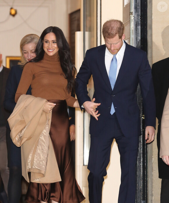 Le prince Harry, duc de Sussex, et Meghan Markle, duchesse de Sussex, en visite à la Canada House à Londres le 7 janvier 2020.