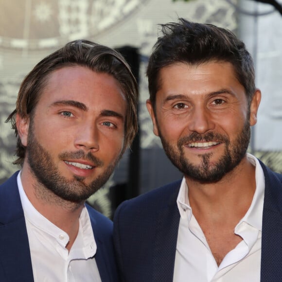 Christophe Beaugrand et son mari Ghislain Gerin aux arrivées de la 10ème édition du "Global Gift Gala" à l'hôtel Four Seasons George V à Paris, le 3 juin 2019. © Denis Guignebourg/Bestimage