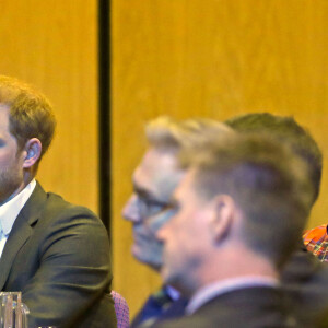 Le prince Harry, duc de Sussex, lors d'un sommet sur le tourisme durable au centre de conférences international d'Edimbourg, Ecosse, Royaume Uni, le 26 février 2020.