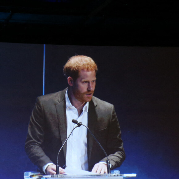 Le prince Harry, duc de Sussex, lors d'un sommet sur le tourisme durable au centre de conférences international d'Edimbourg, Ecosse, Royaume Uni, le 26 février 2020.
