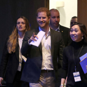 Le prince Harry, duc de Sussex, lors d'un sommet sur le tourisme durable au centre de conférences international d'Edimbourg, Ecosse, Royaume Uni, le 26 février 2020.