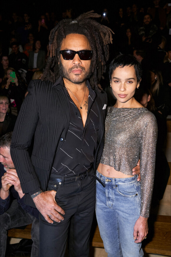 Lenny Kravitz et sa fille Zoë Kravitz assistent au défilé de mode Saint Laurent, collection prêt-à-porter automne-hiver 2020/2021 à Paris le 25 février 2020.
