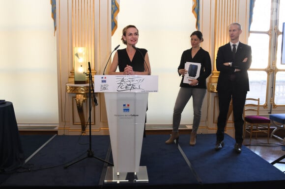 Sandrine Bonnaire, Sophie Nauleau et Franck Riester - 22ème édition du Printemps des Poètes au ministère de la Culture à Paris le 25 février 2020. © Coadic Guirec/Bestimage25/02/2020 - Paris