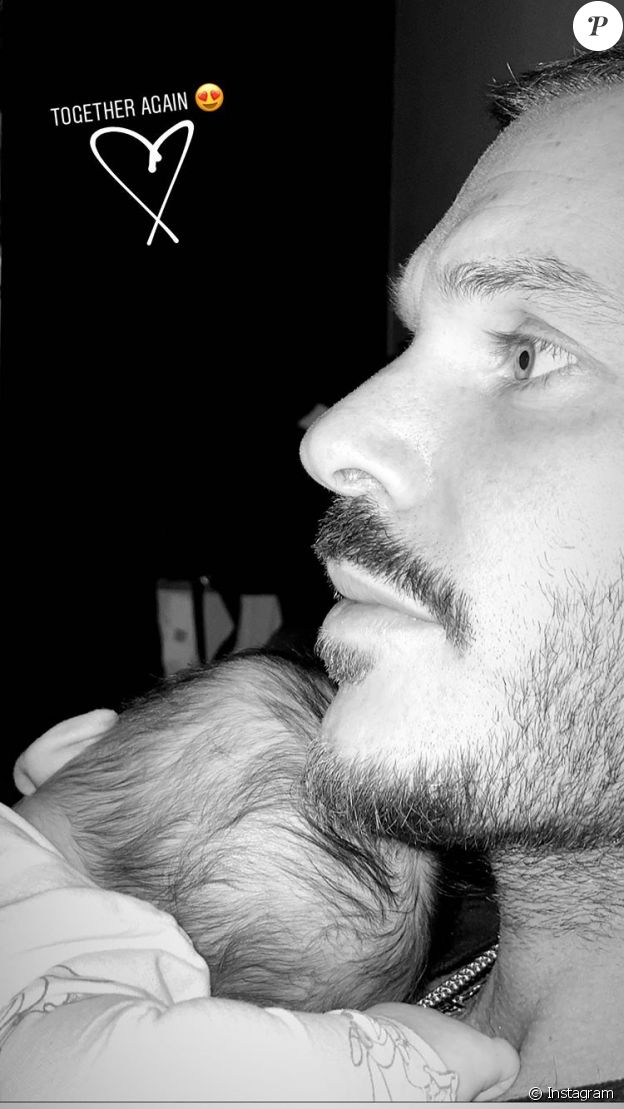 M. Pokora et son fils Isaiah le 28 février 2020.
