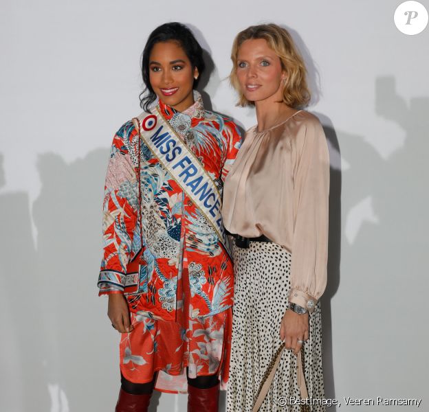 Clémence Botino (Miss France 2020) et Sylvie Tellier - Arrivées au défilé de mode prêt-à-porter automne-hiver 2020/2021 Leonard à Paris. Le 27 février 2020 © Veeren Ramsamy - Christophe Clovis / Bestimage