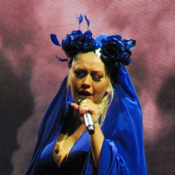 Christina Aguilera en concert au stade de Wembley à Londres le 10 novembre 2019.