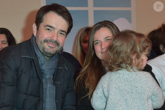 Jean-François Piége avec sa femme Elodie Tavares-Piège et leur fils Antoine - People au défilé de mode de la collection hiver 2018 "Bonpoint" à Paris le 24 janvier 2018. © Giancarlo Gorassini/Bestimage