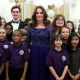 Kate, duchesse de Cambridge, assiste à la réception des 25 ans de l'association pour enfants Place2Be à Buckingham Palace. Londres, le 9 mars 2020.