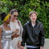 Exclusif - Angelina Jolie arrive à une fête d'anniversaire privée avec ses enfants Shiloh, Zahara et Pax Jolie-Pitt dans le quarrier de Brentwood à Los Angeles, le 2 septembre 2019.