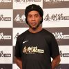 Le footballeur Ronaldinho en promotion pour la marque de complément nutritionnel "Kongokin" à l'hôtel Grand Hyatt à Tokyo. Le 28 mars 2018.