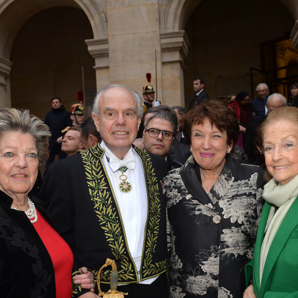 Chantal d'Orléans, Frédéric Mitterrand, Roselyne Bachelot, Doris Brynner et Adrien Goetz lors de la cérémonie d'installation de Frédéric Mitterrand à l'académie des Beaux-Arts à Paris, France, le 5 février 2020. © Veeren/Bestimage