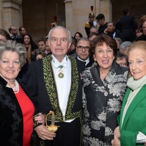 Chantal d'Orléans, Frédéric Mitterrand, Roselyne Bachelot, Doris Brynner et Adrien Goetz lors de la cérémonie d'installation de Frédéric Mitterrand à l'académie des Beaux-Arts à Paris, France, le 5 février 2020. © Veeren/Bestimage