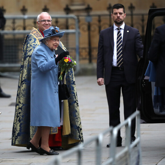 La reine Elizabeth II lors de la cérémonie de la Journée du Commonwealth en l'abbaye de Westminster à Londres, le 9 mars 2020.