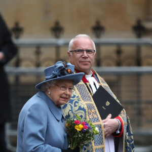 La reine Elizabeth II lors de la cérémonie de la Journée du Commonwealth en l'abbaye de Westminster à Londres, le 9 mars 2020.